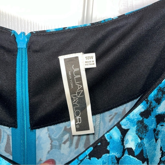 Julian Taylor Floral Blue and Black Women's Dress size 18 - Picture 3 of 13